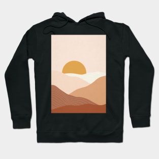 Abstract Bohemian Sunset Painting 7, Abstract Mountains Illustration Hoodie